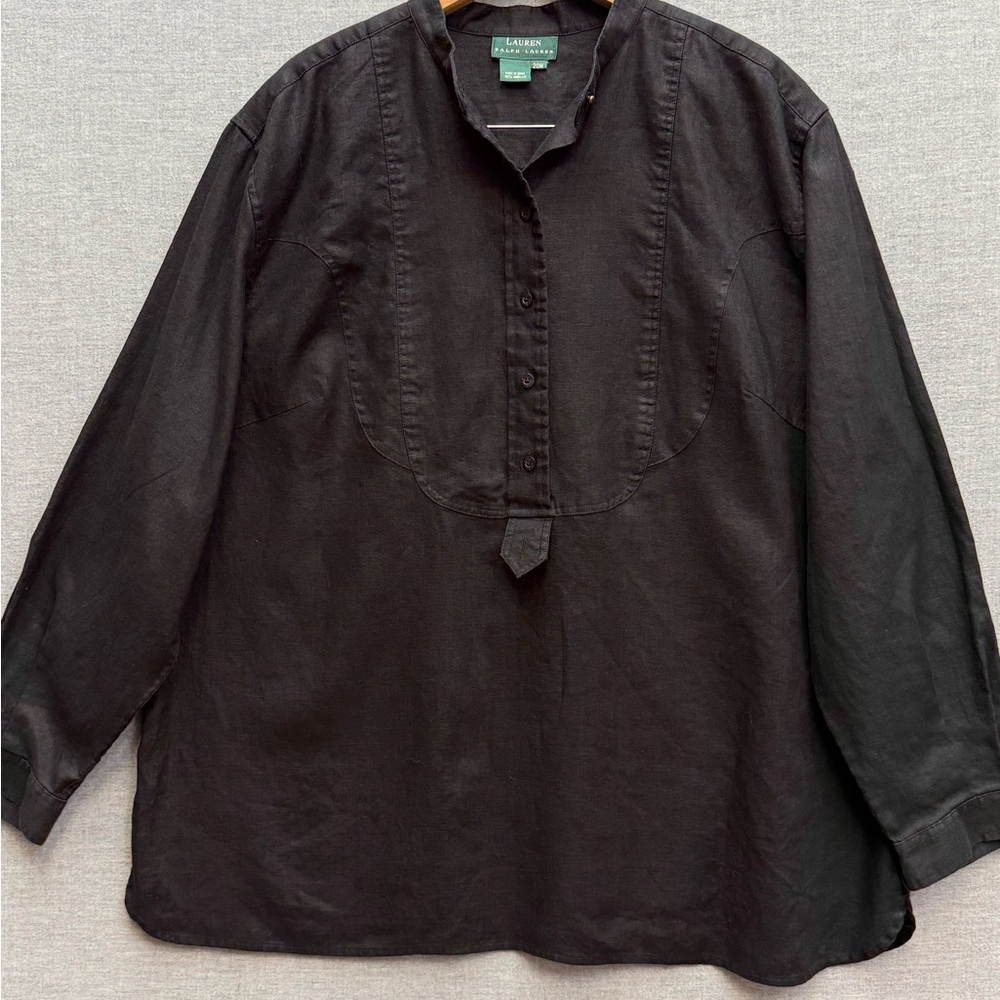Ralph Lauren Charcoal Tunic 100% Linen Black Size 20W